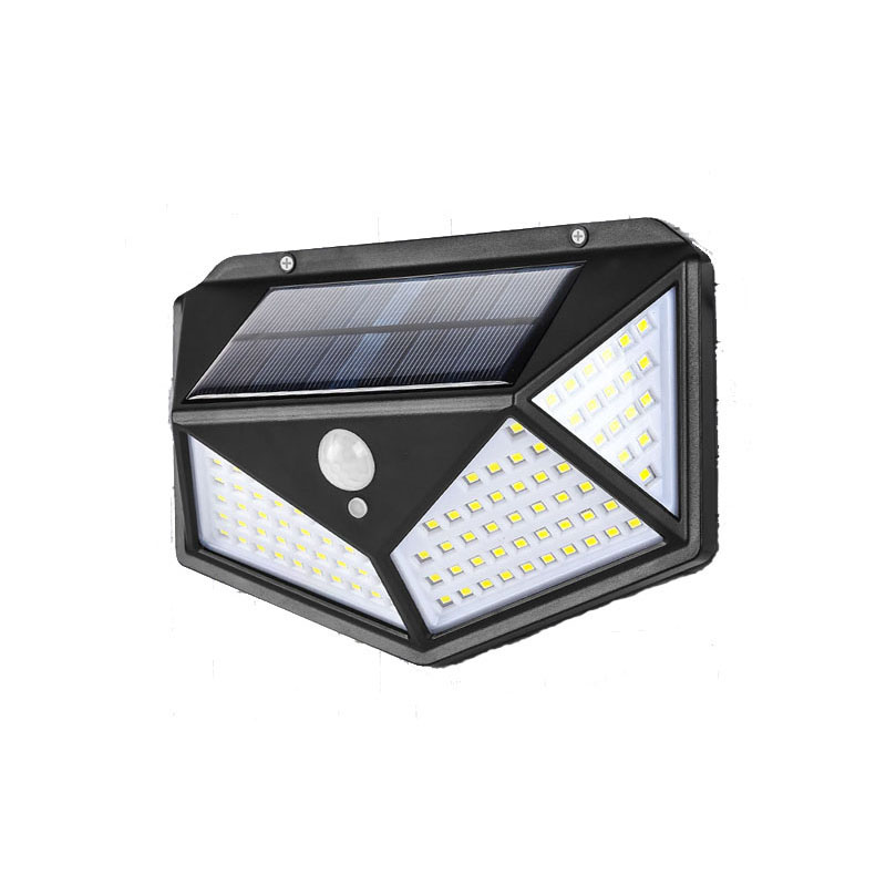 ضوء حائط LED بمستشعر حركة يعمل بالطاقة الشمسية 100 مصباح LED و3 أوضاع إضاءة شحن بالطاقة الشمسية مقاوم للماء 