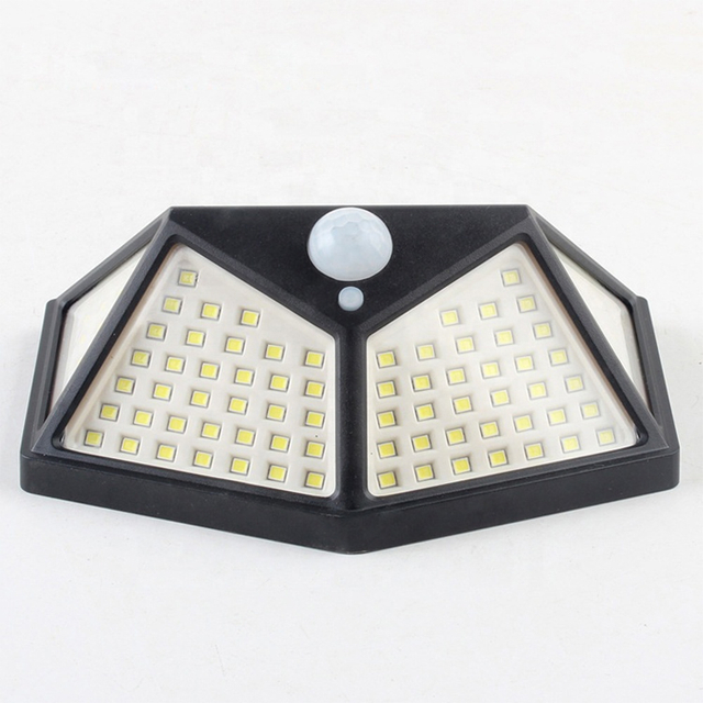 ضوء حائط LED بمستشعر حركة يعمل بالطاقة الشمسية 100 مصباح LED و3 أوضاع إضاءة شحن بالطاقة الشمسية مقاوم للماء 